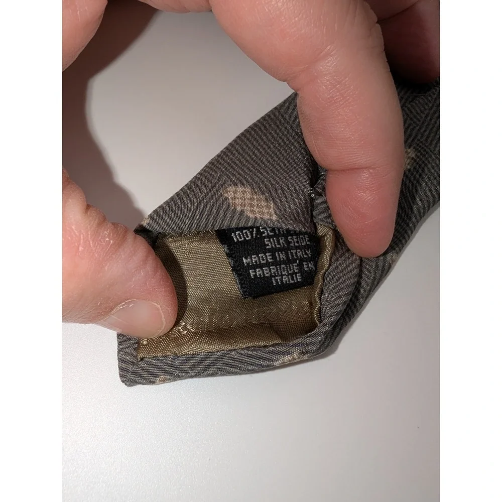 Giorgio Armani Cravatte All Silk Tie Gray Beige Geometric Made In Italy
